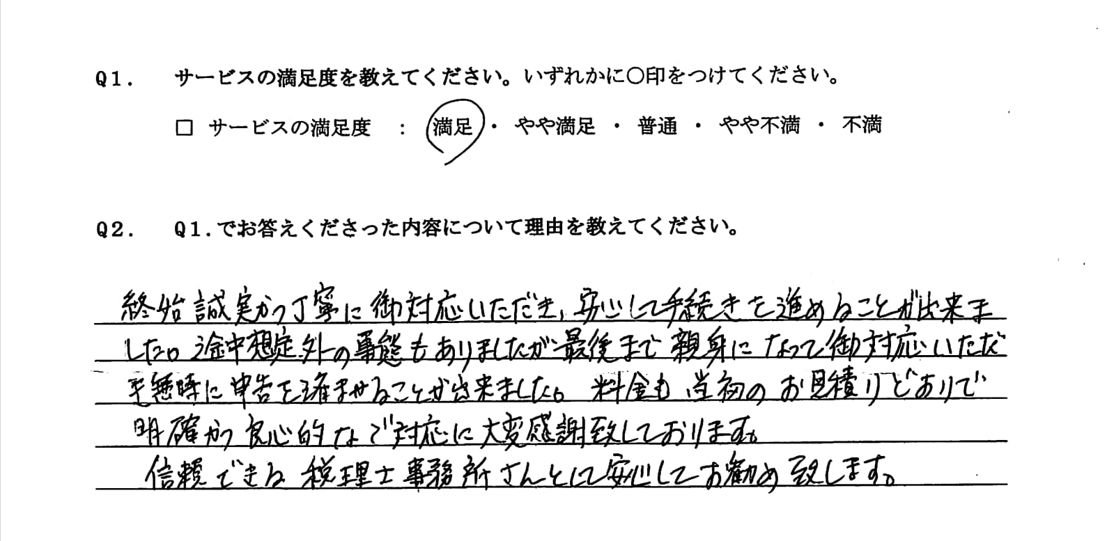 お客様アンケート回答（60代男性｜母の相続｜不動産あり）