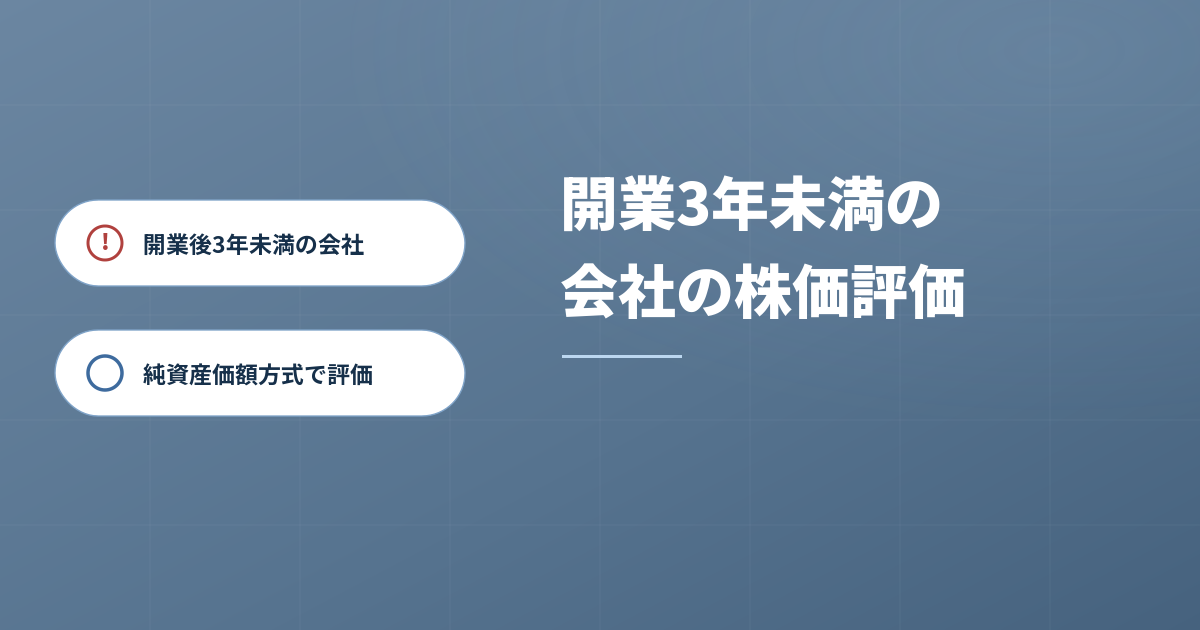 開業後3年未満の会社の判定基準と非上場株式の株価評価とは？のアイキャッチ画像
